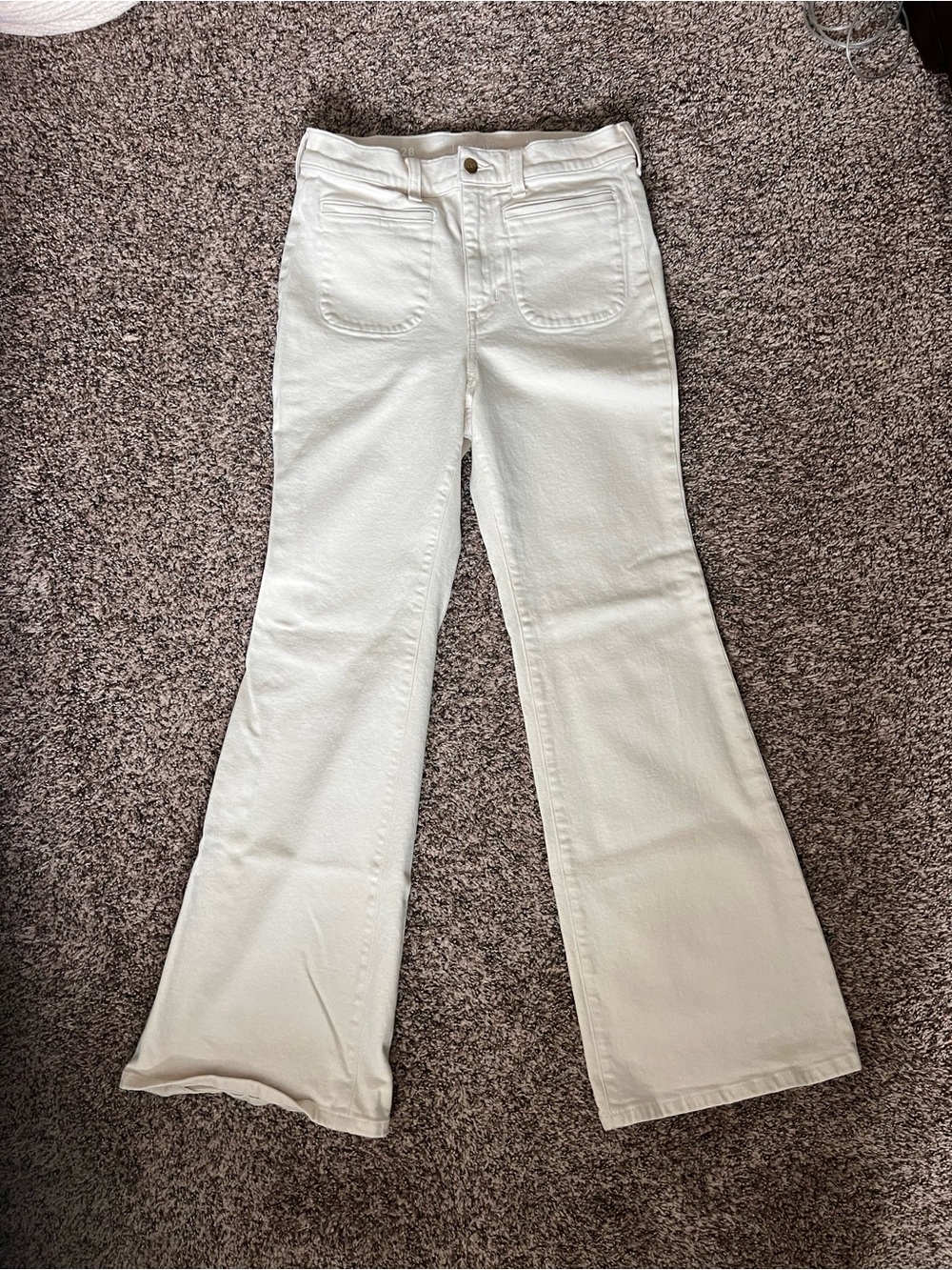 J. Crew White Flared Wide-Leg Jeans